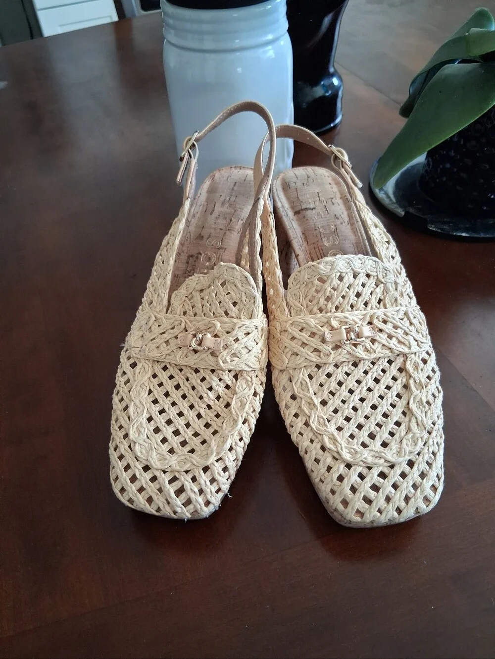 AEROSOLES Natural Raffia Slingback Platform Pump
